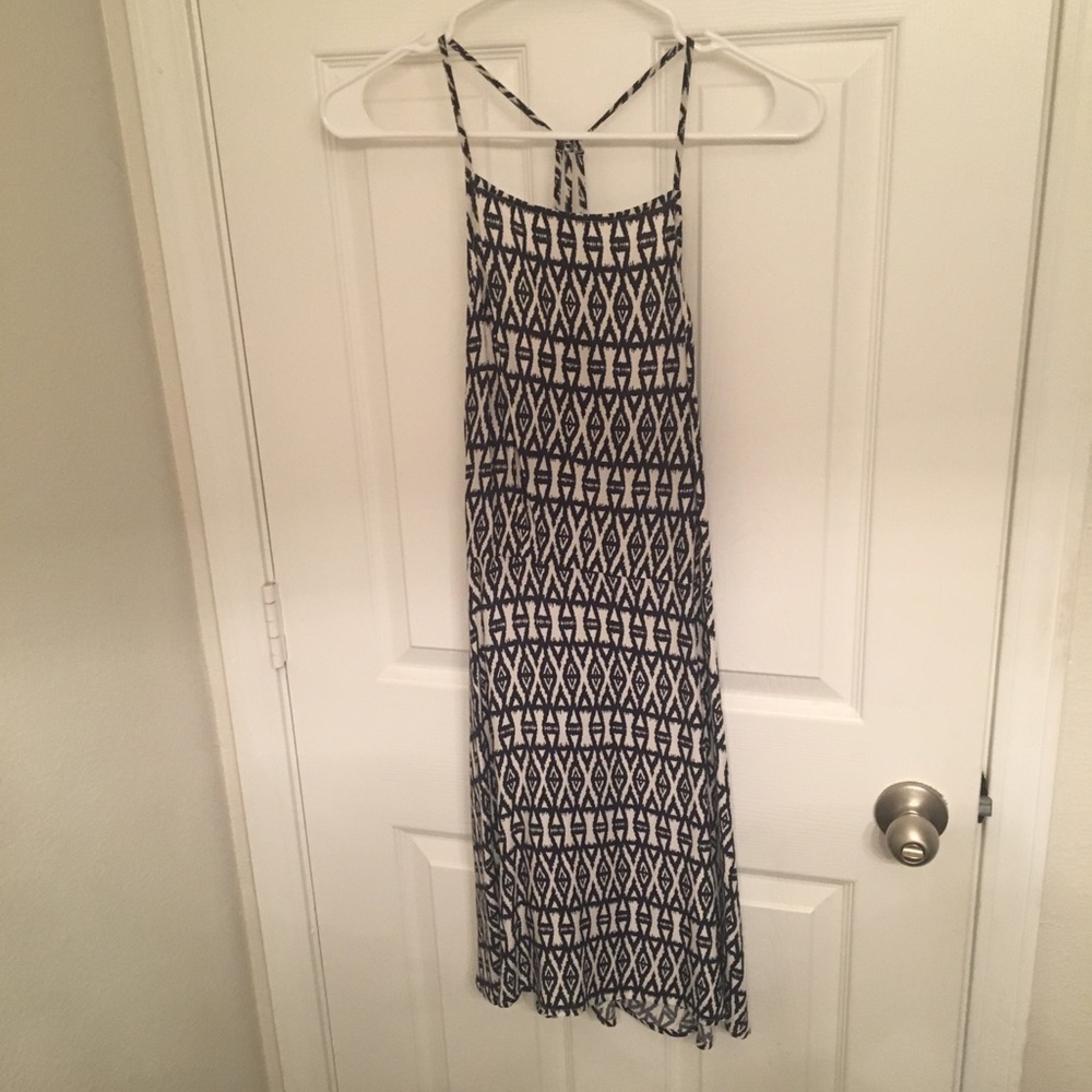 Navy and white pattern dress